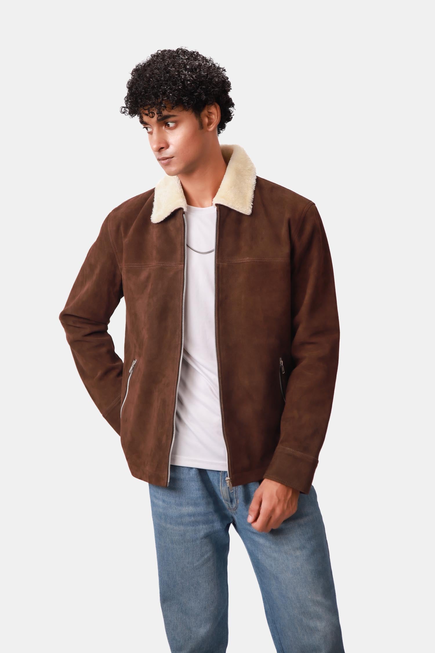 Dark Brown Leather Biker Jacket 