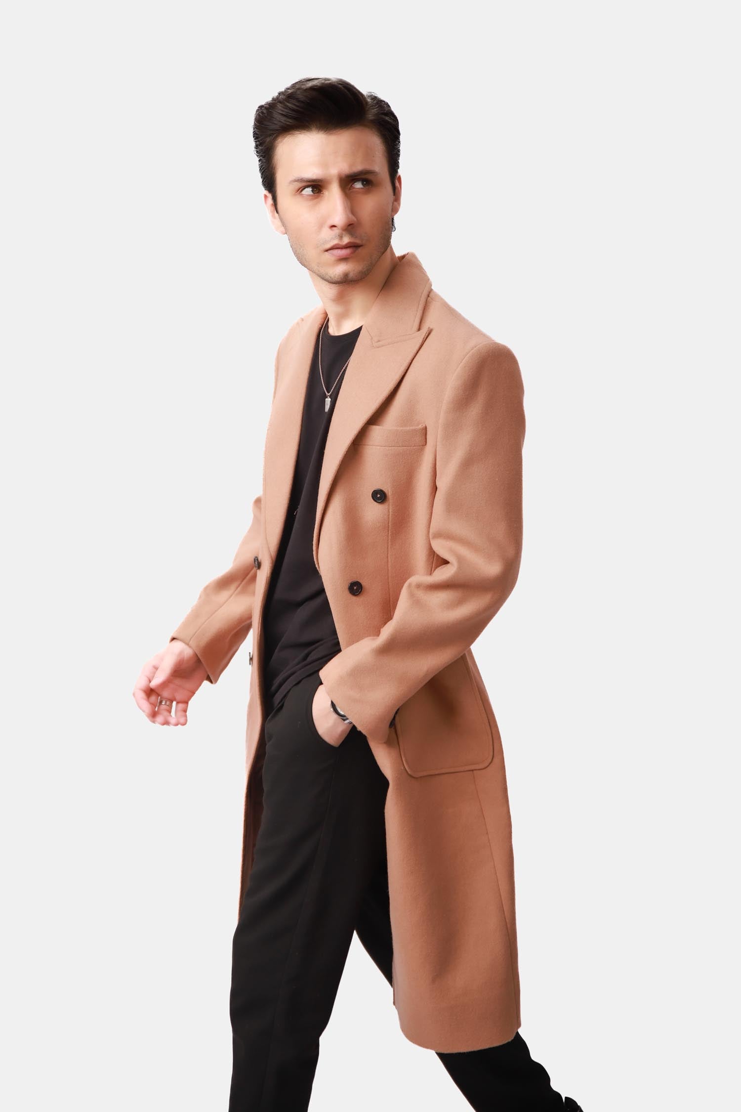 Tan Wool Overcoat For Men