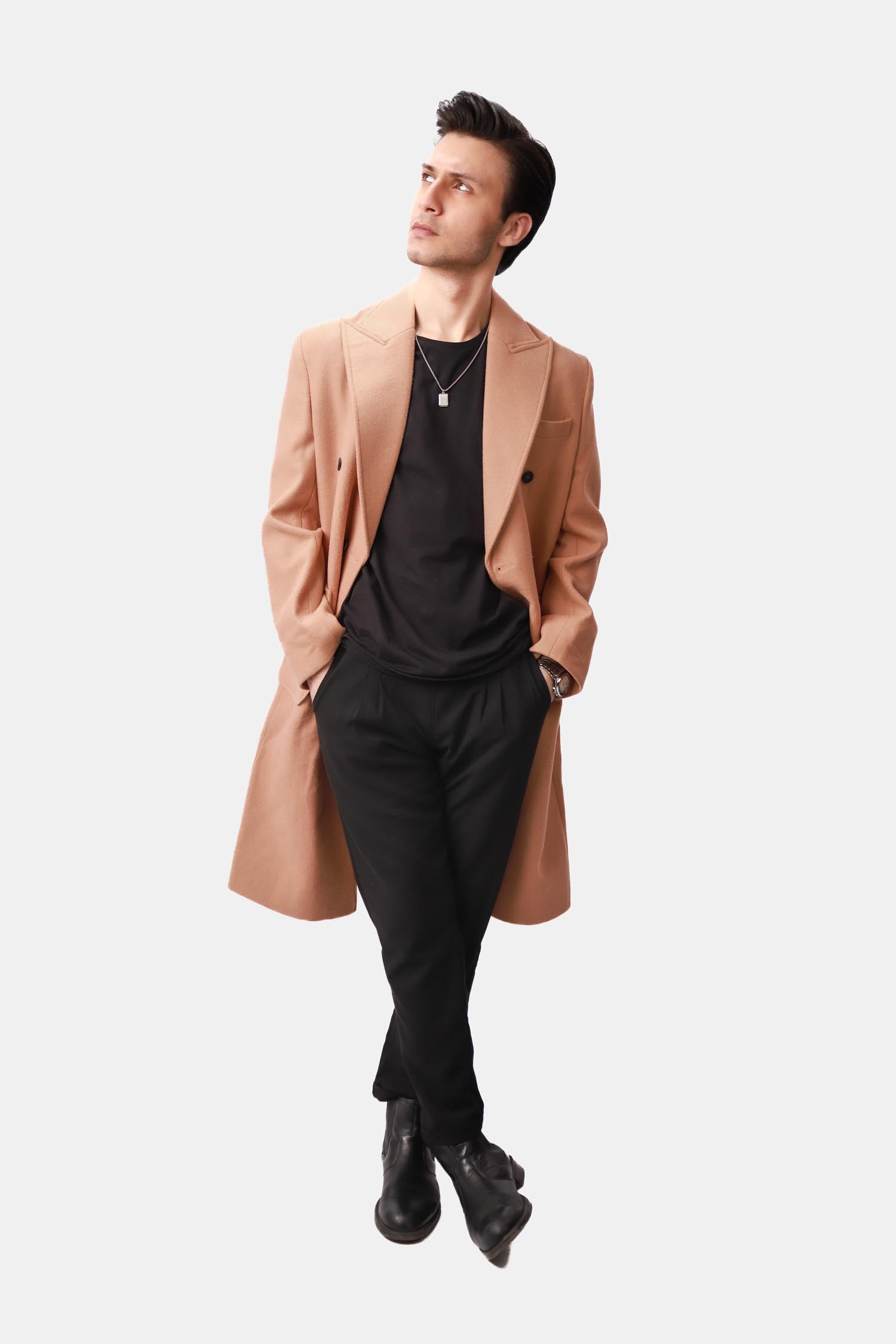 Tan Wool Overcoat For Men