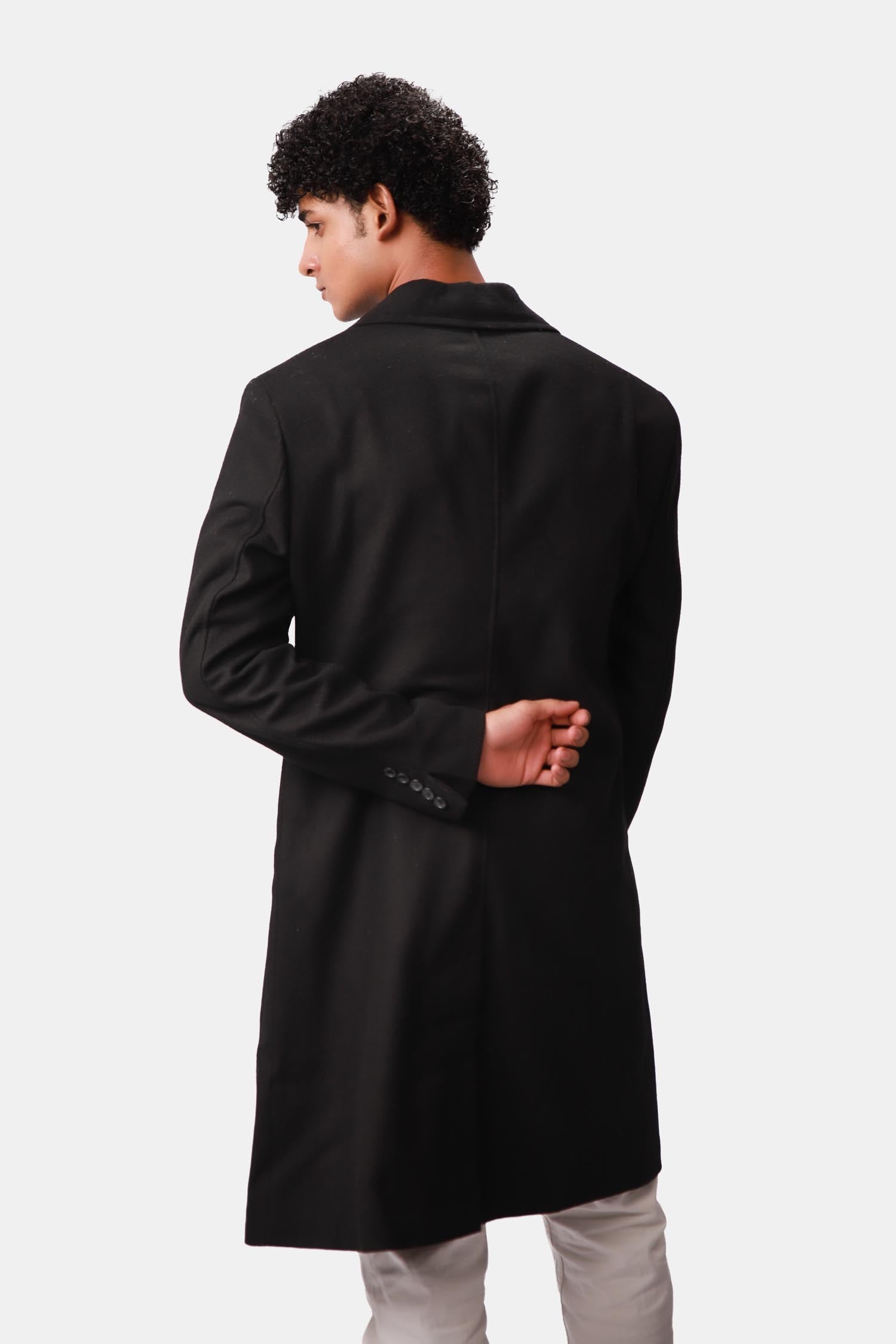 Black Wool Overcoat For Men