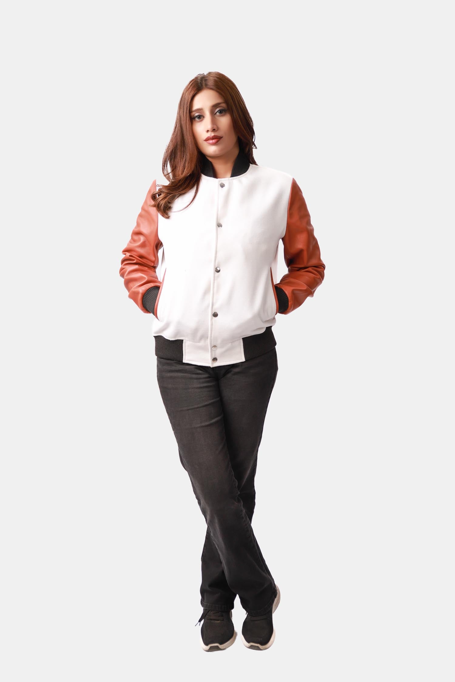 Sienna Brown Leather Varisty Jacket