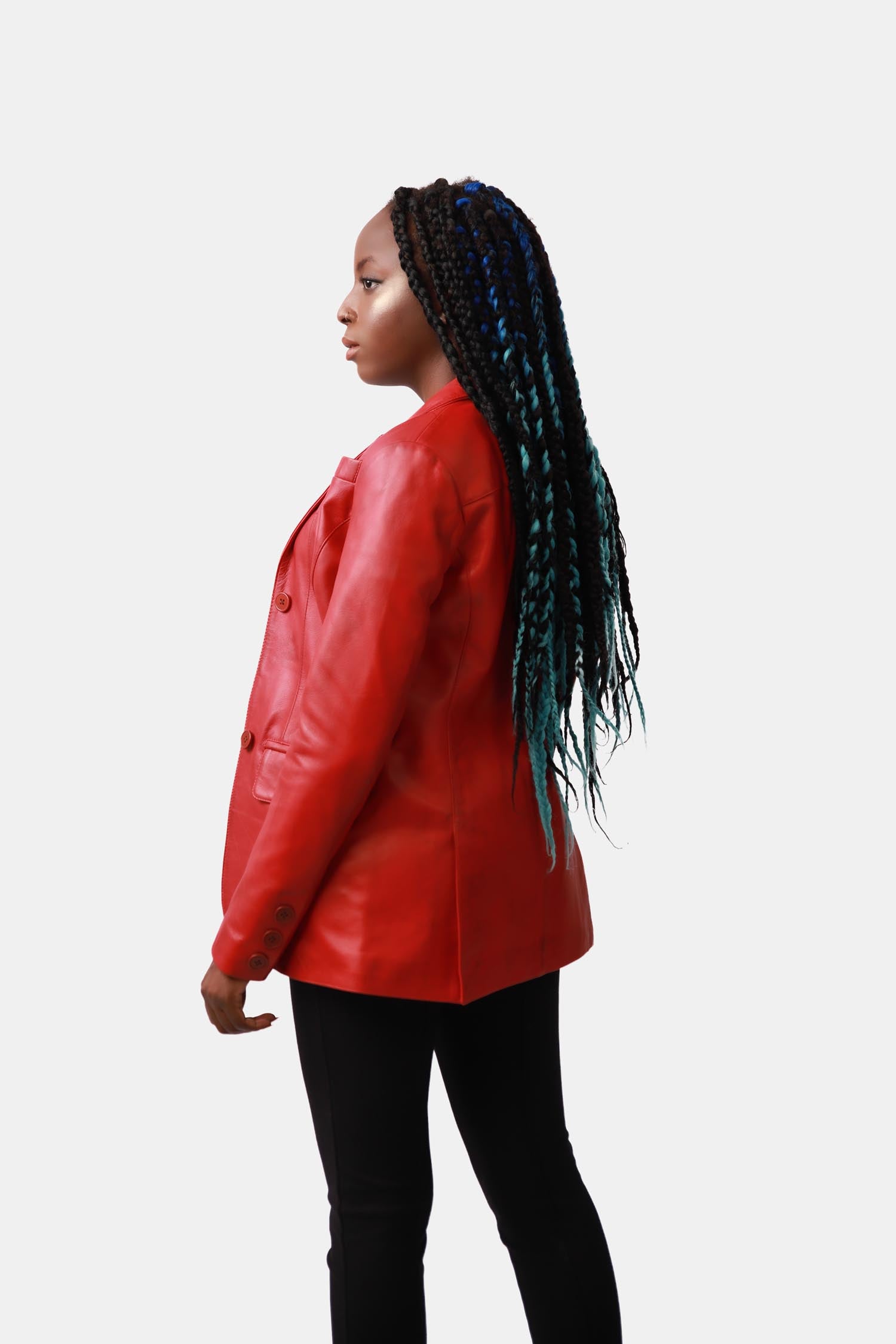 Red Leather Blazer For Women