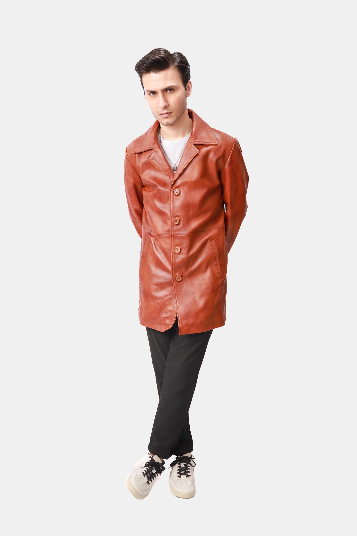 Brown Leather PeaCoat