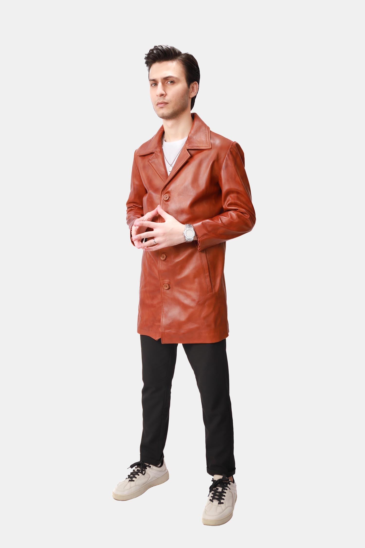 Brown Leather PeaCoat