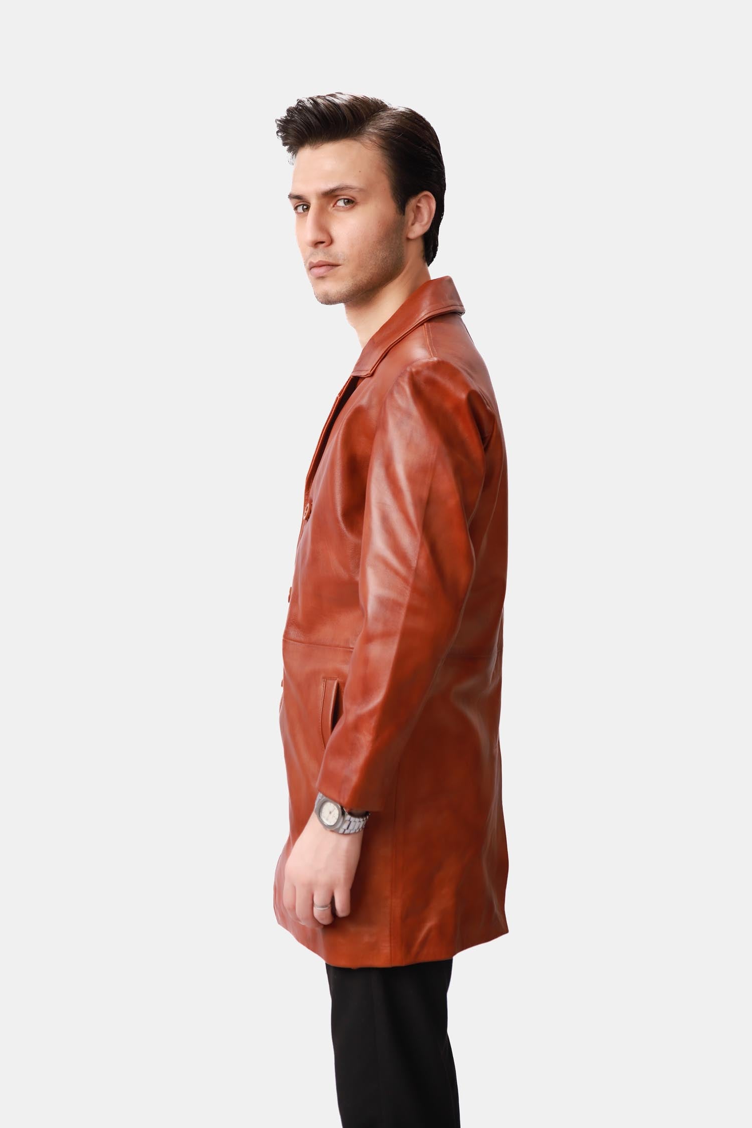 Brown Leather PeaCoat