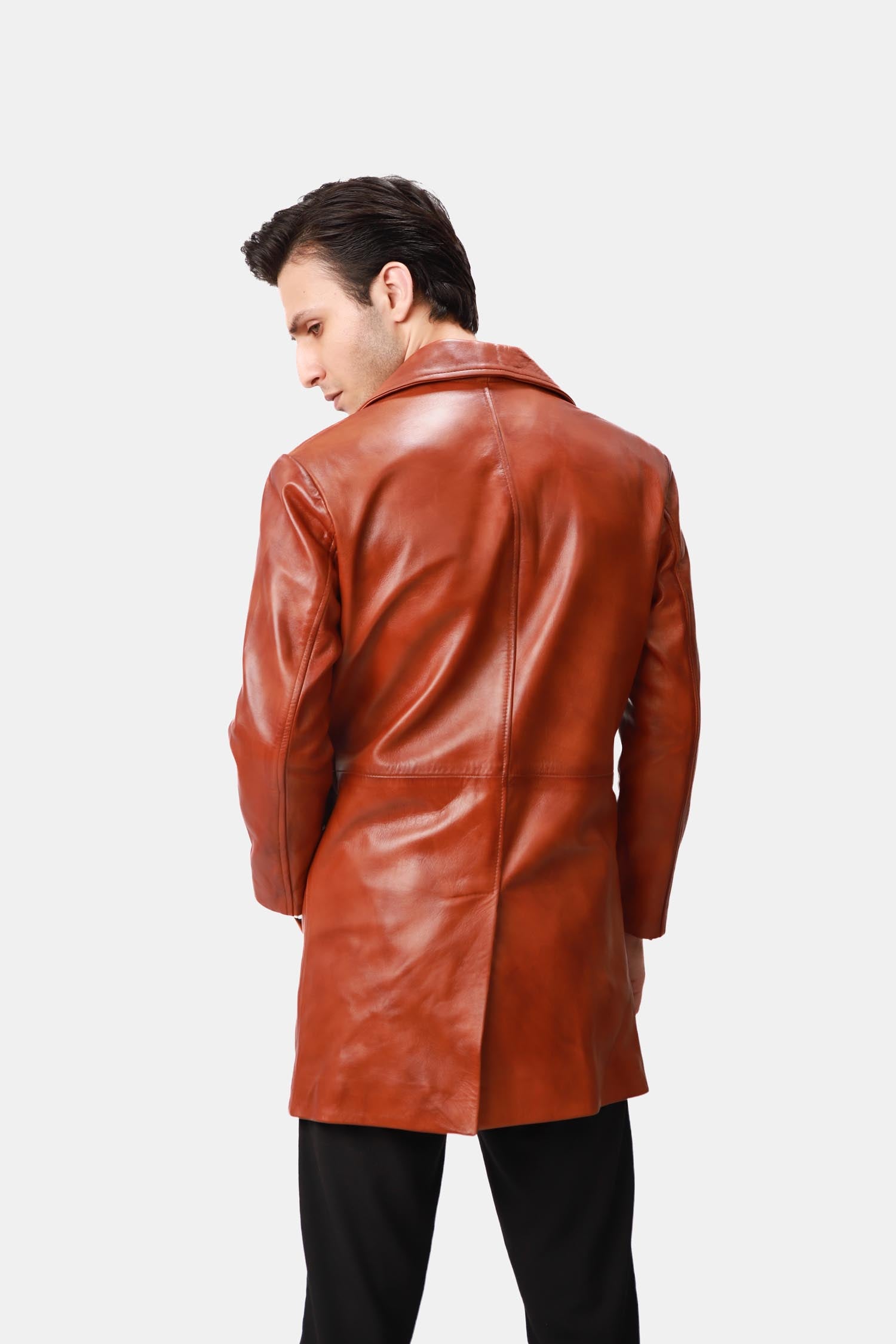 Brown Leather PeaCoat