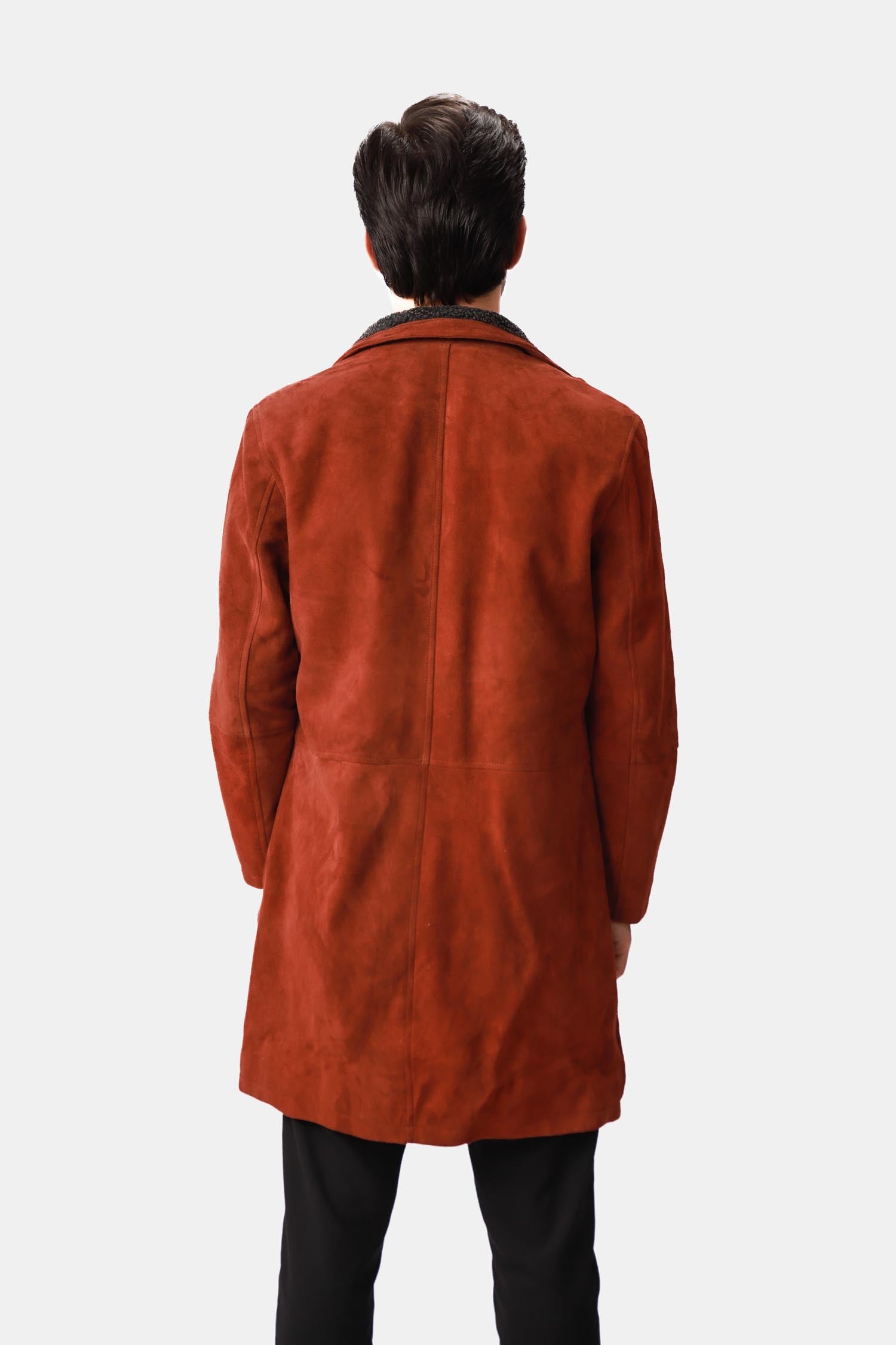 Brown Suede Leather Car Coat
