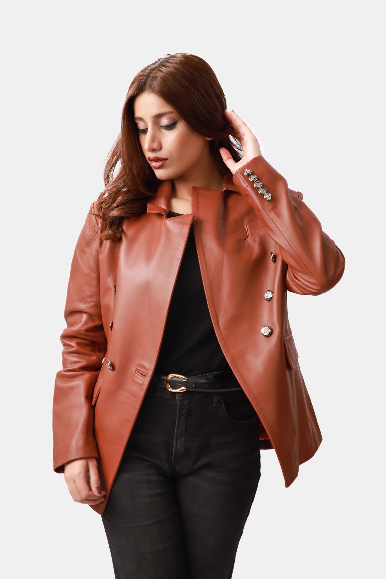 Sienna Brown Leather Blazer
