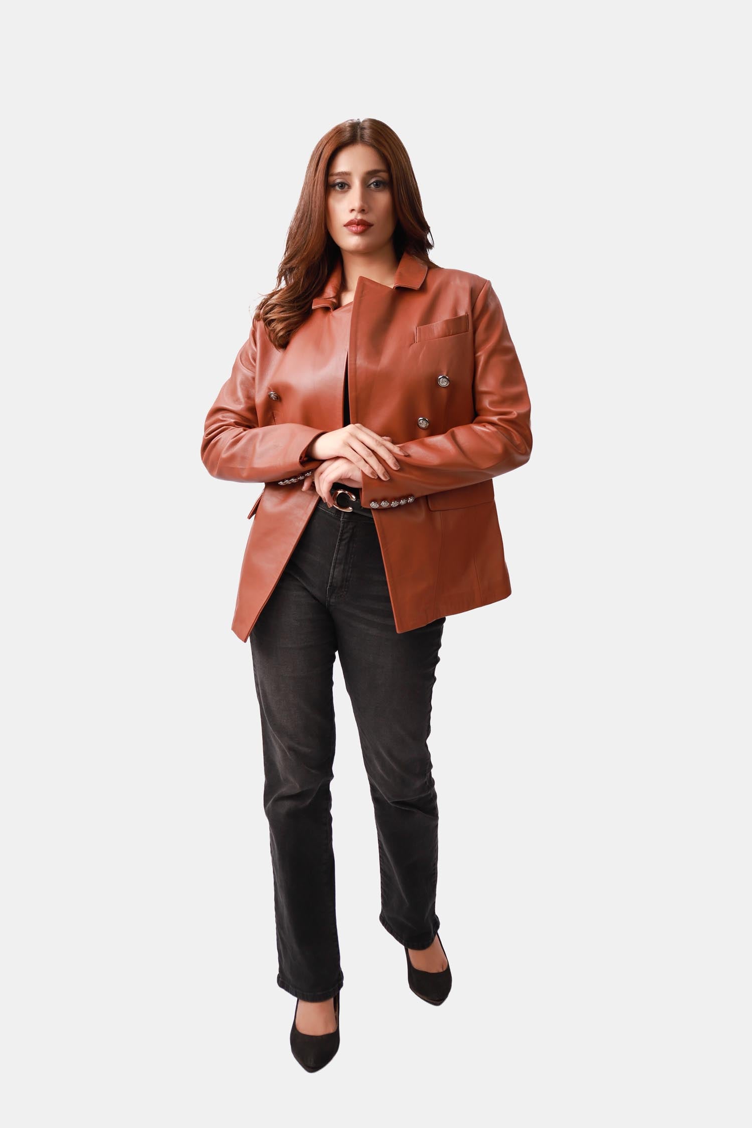 Sienna Brown Leather Blazer