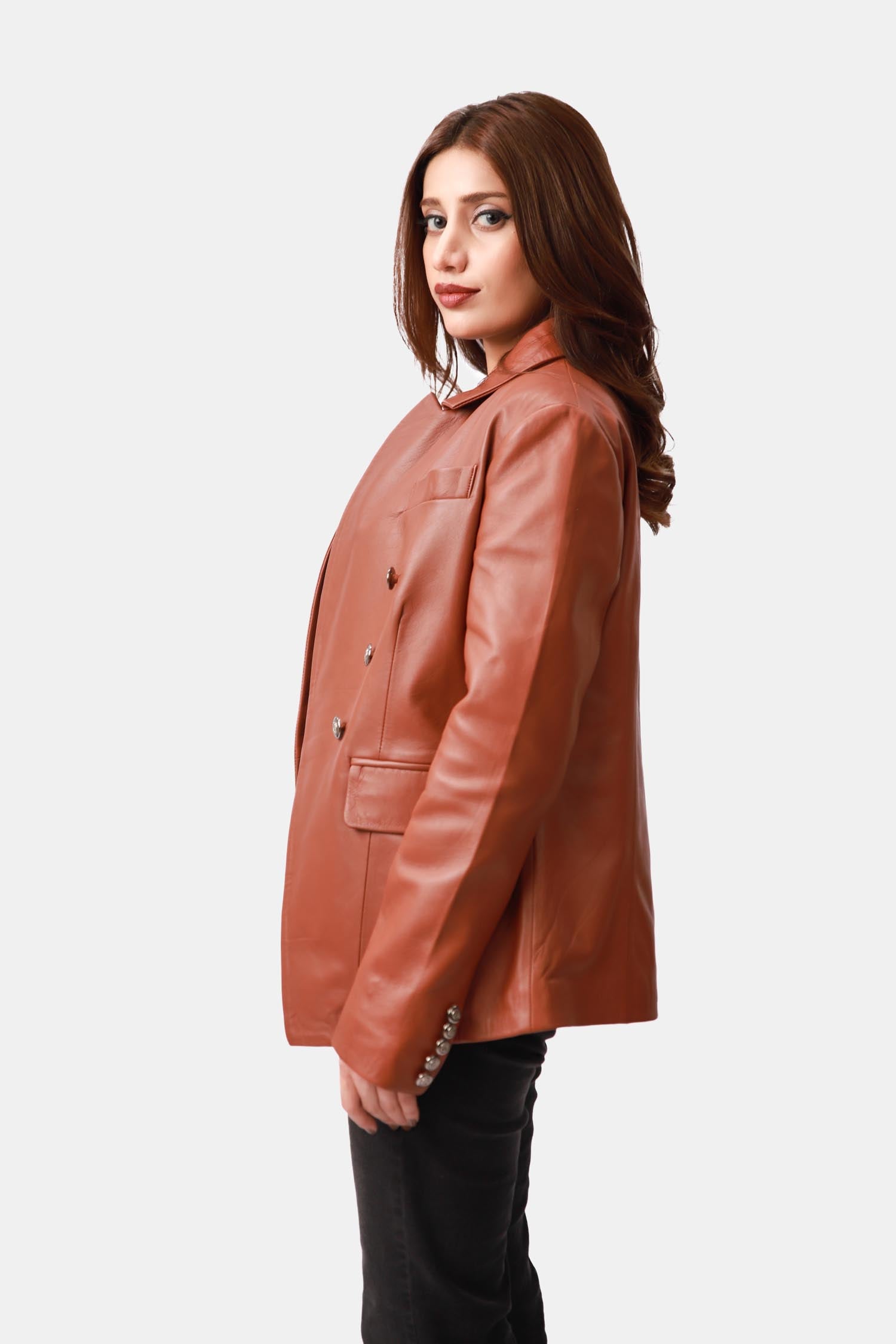 Sienna Brown Leather Blazer