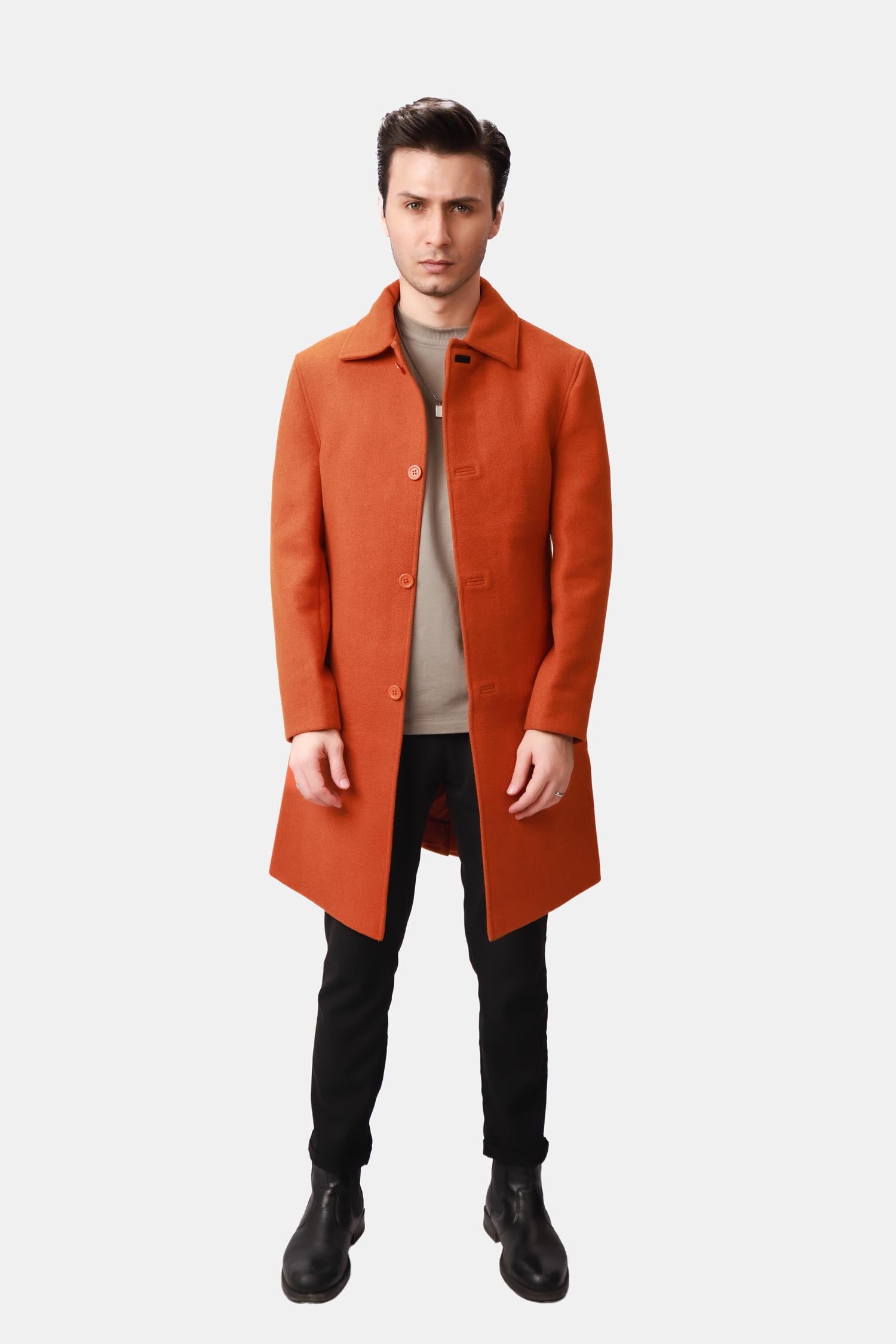 Orange Wool Car Coat