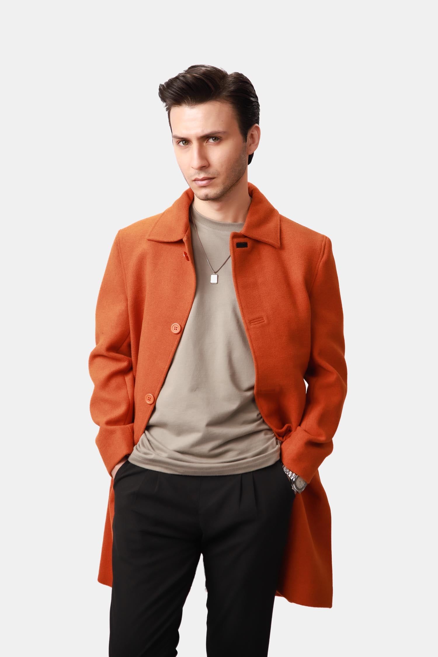 Orange Wool Car Coat