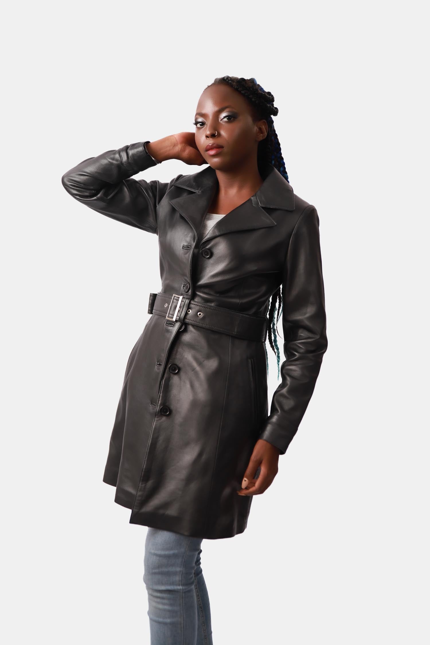 Black Leather Trench Coat