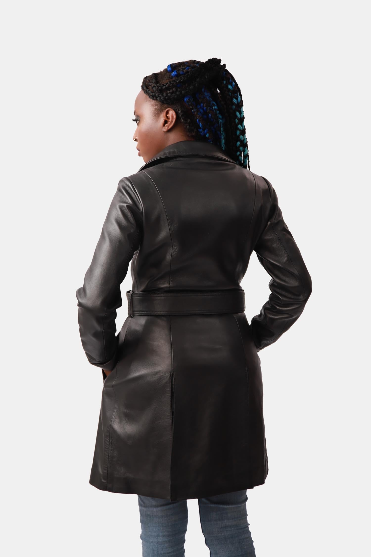 Black Leather Trench Coat