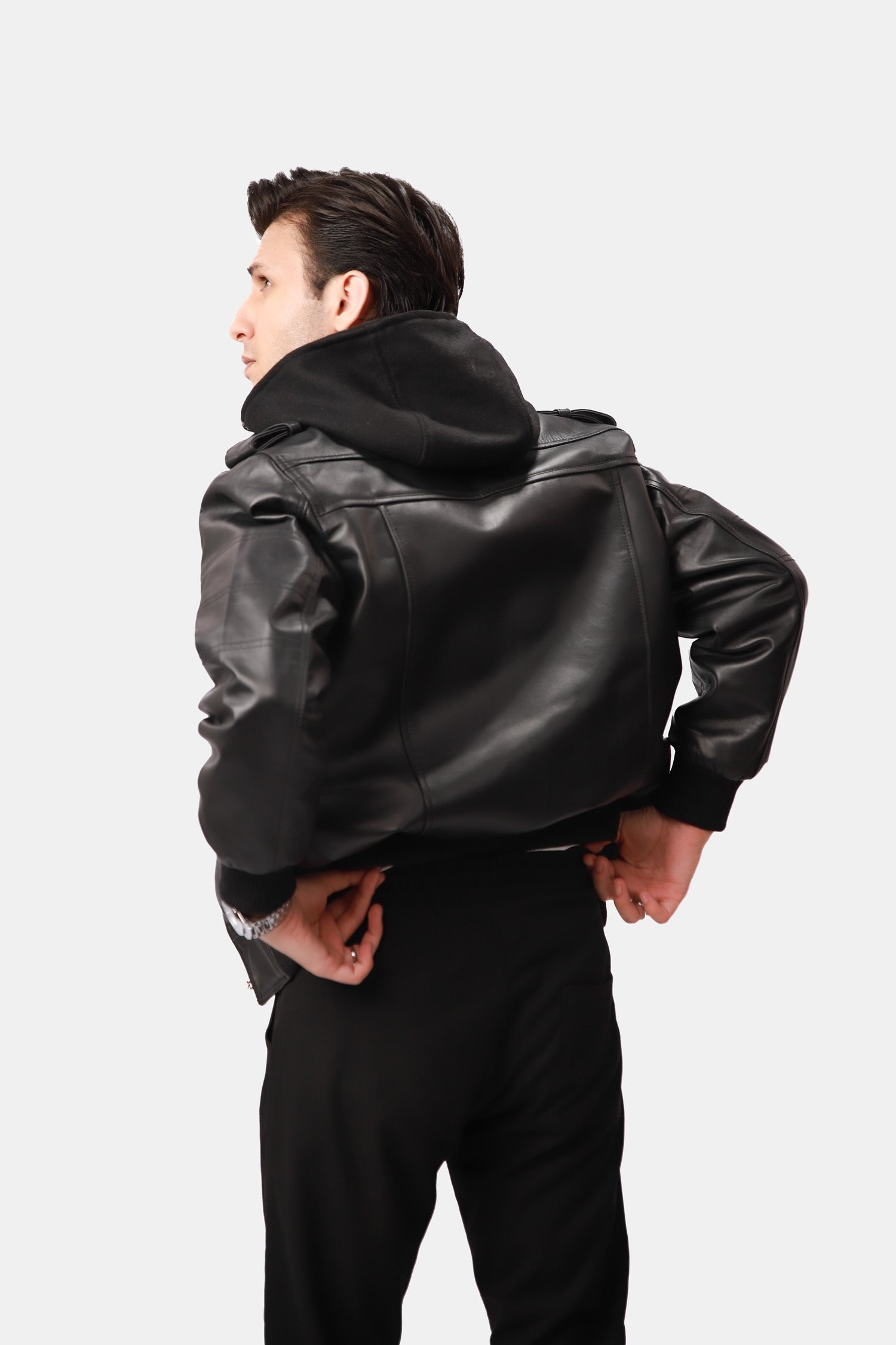 Black Bomber Leather Jacket