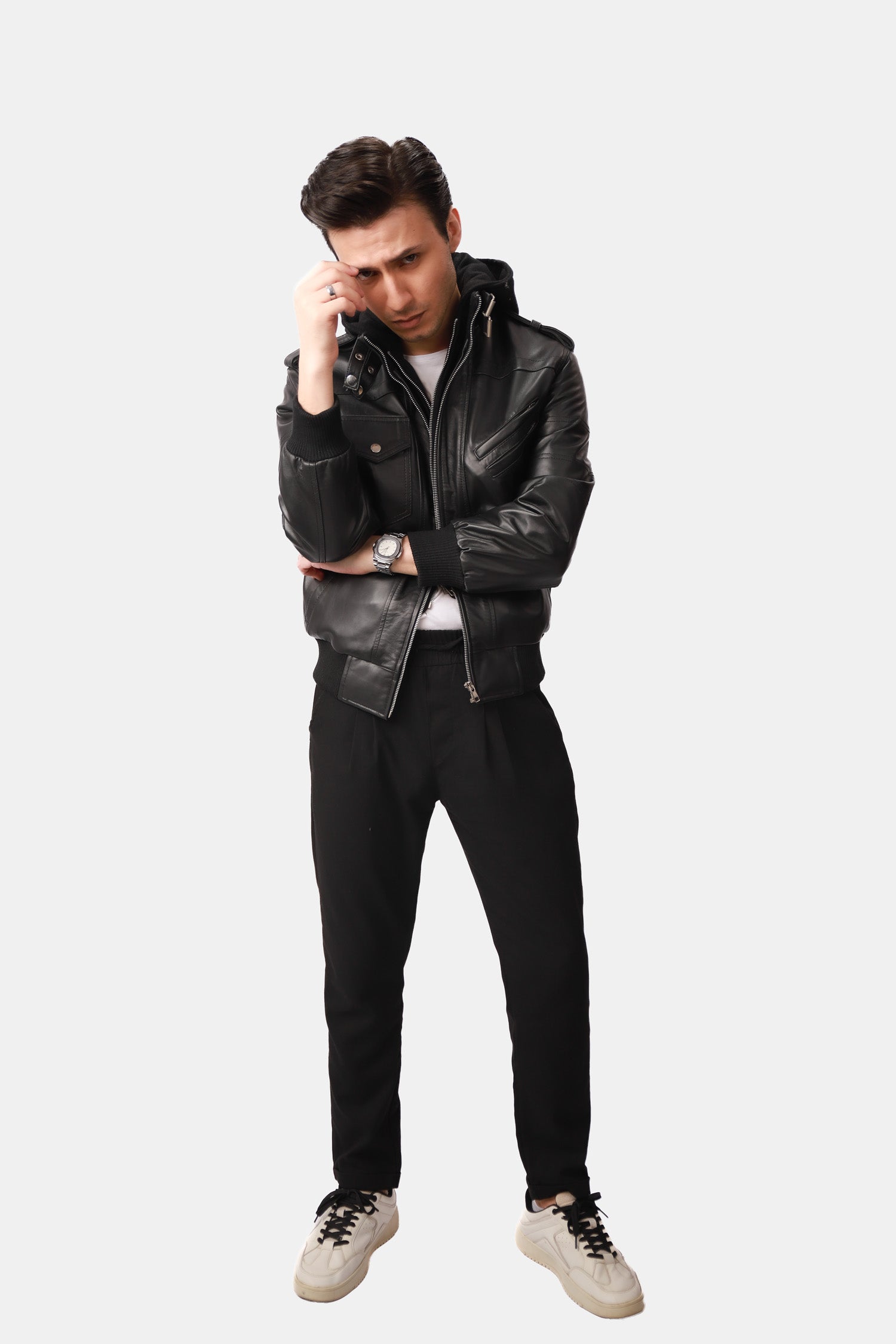 Black Bomber Leather Jacket
