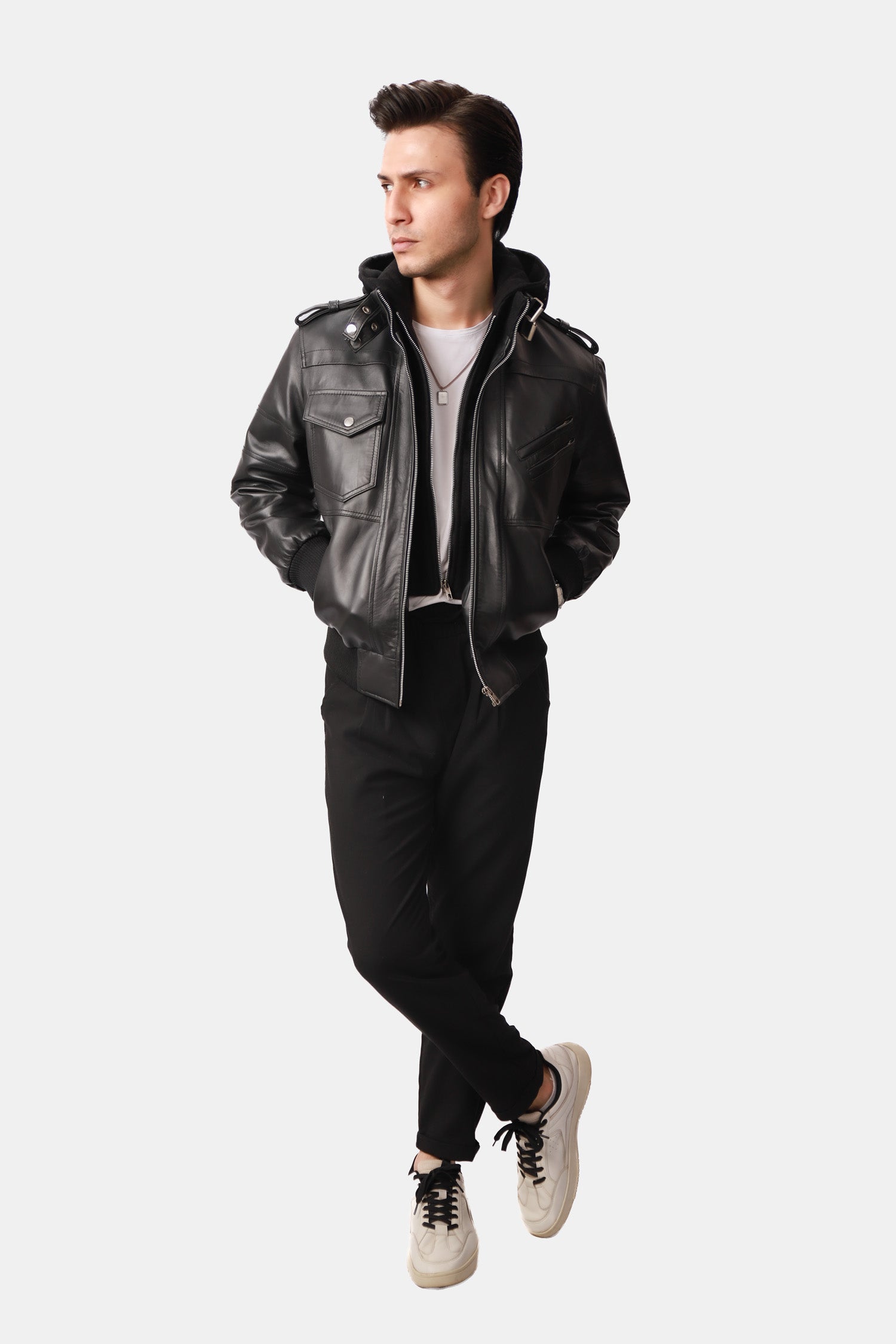 Black Bomber Leather Jacket