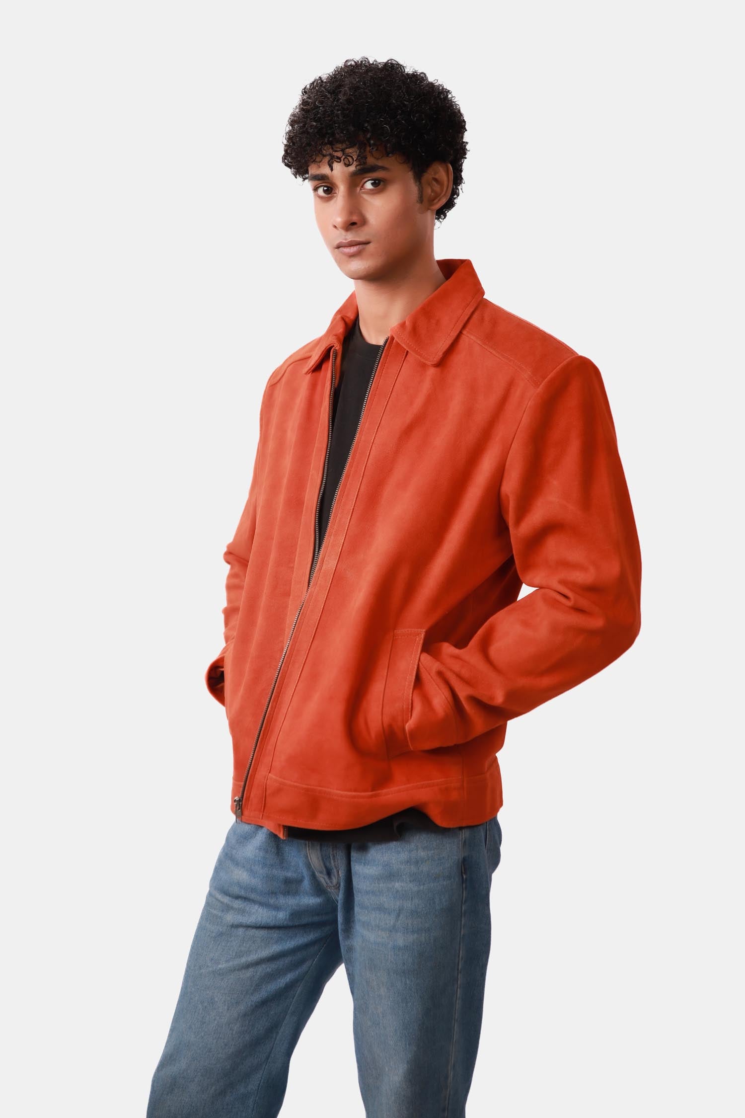Orange Leather Jacket For Men
