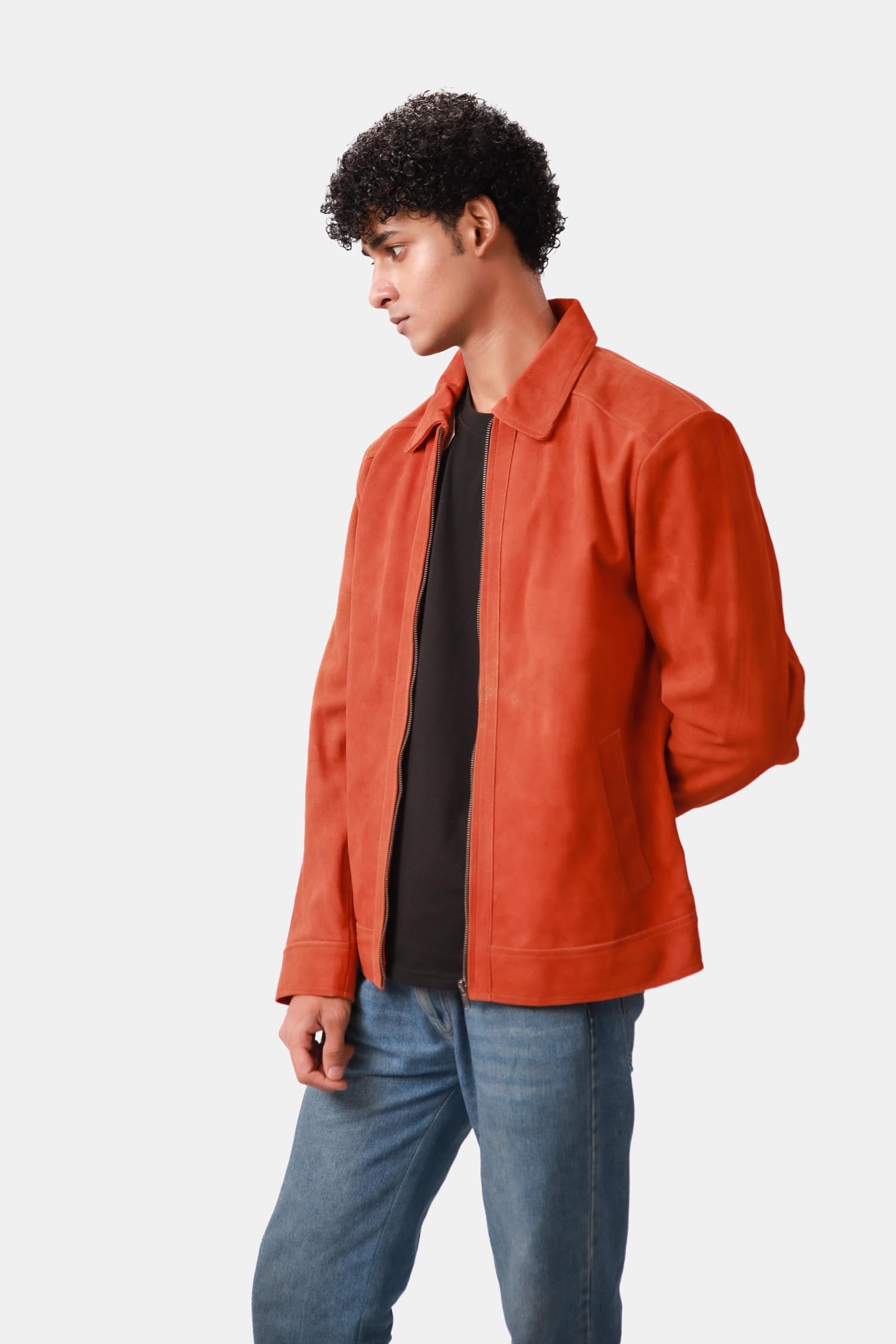 Orange Leather Jacket For Men