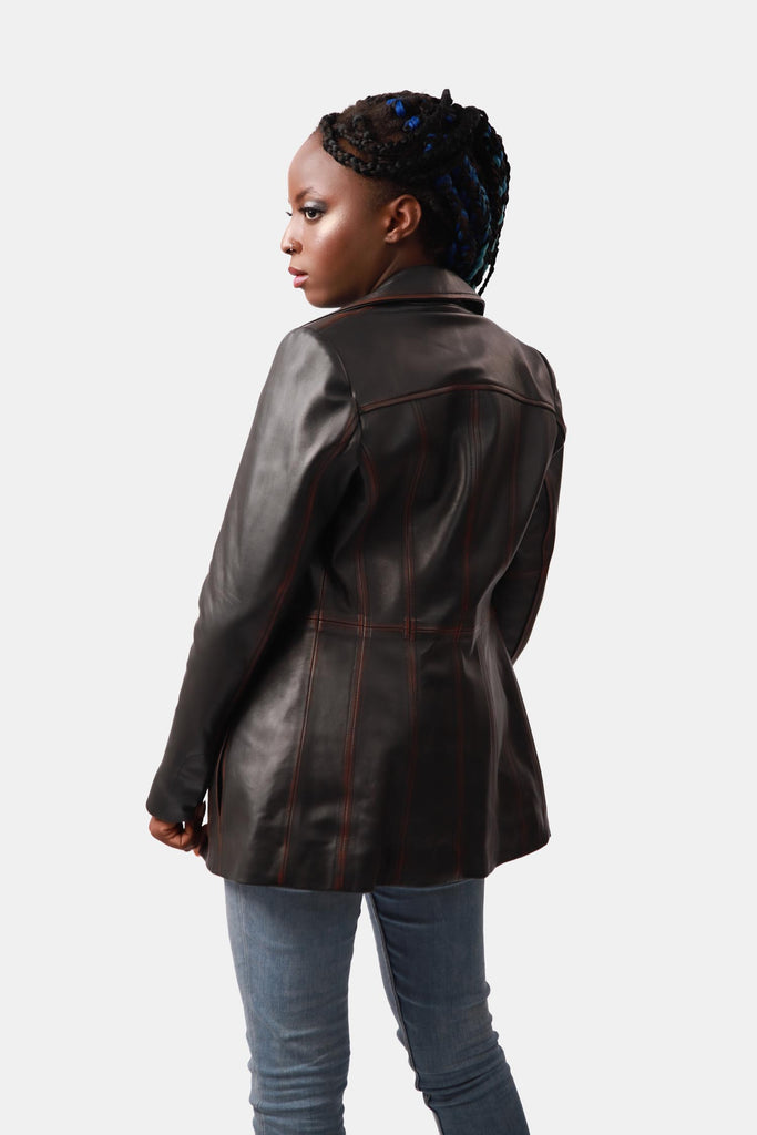 Brown Leather PeaCoat