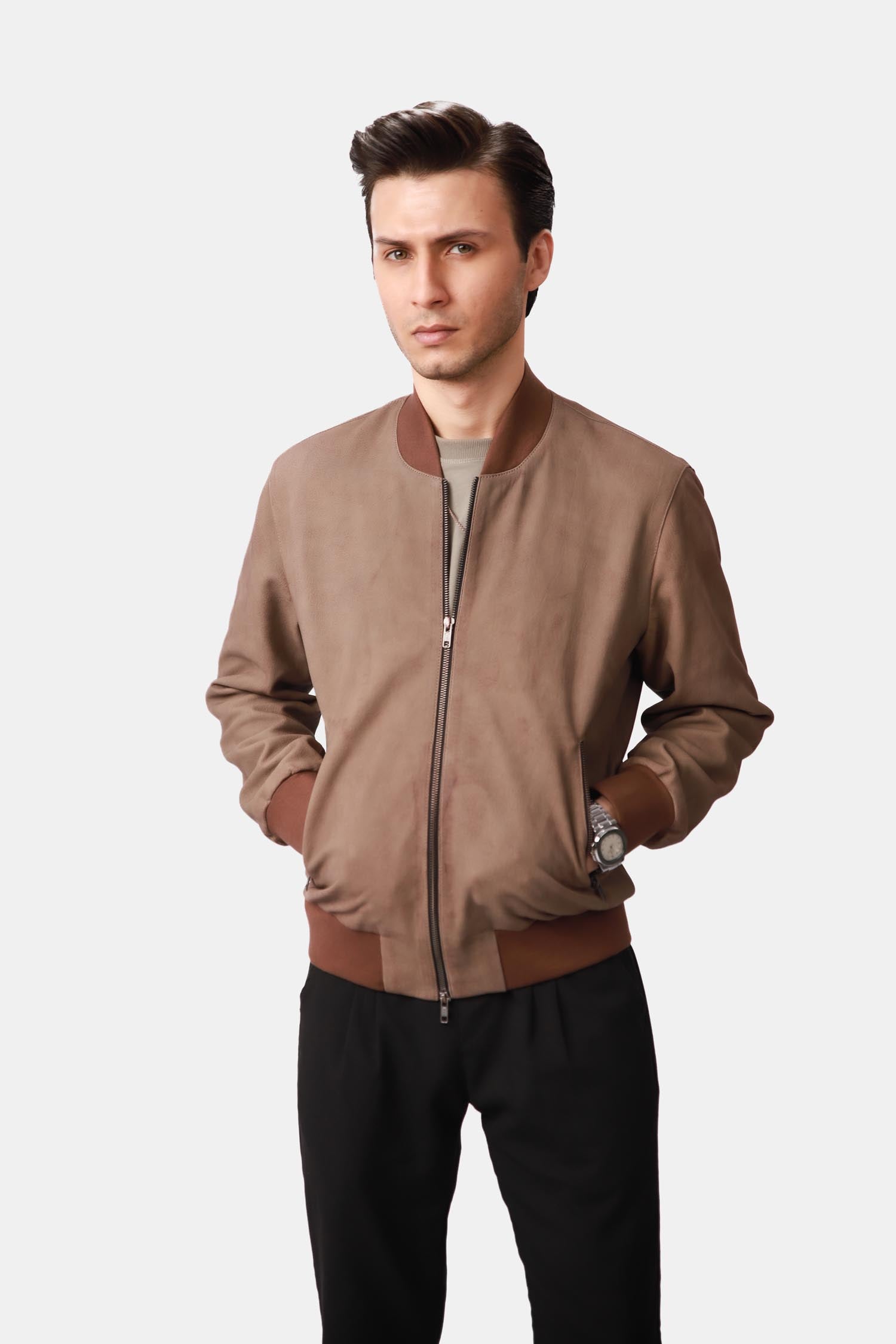 The Stunner Suede Bomber Jacket For Men