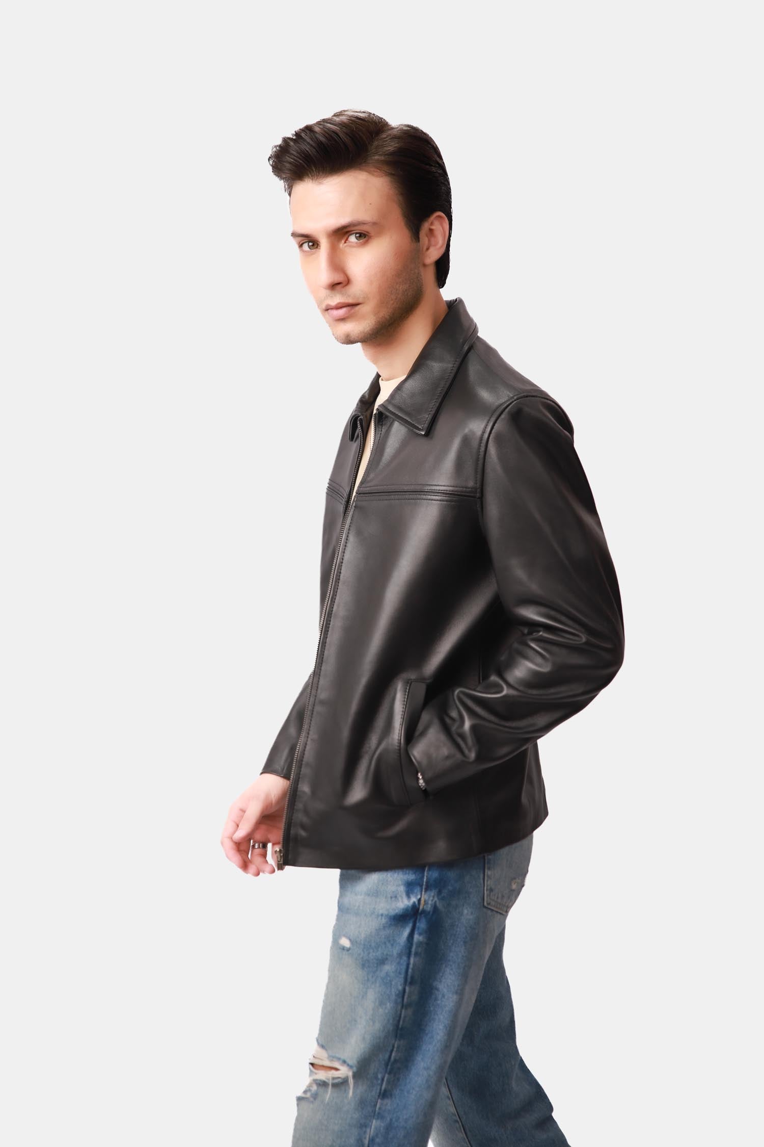 Tycoon Black Leather Biker Jacket