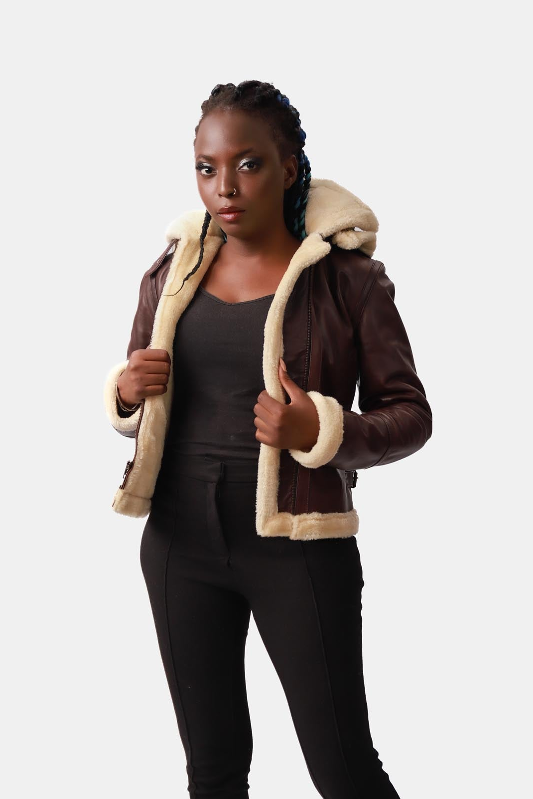 Yapper Dark Brown B3 Bomber Aviator Leather Jacket For Women