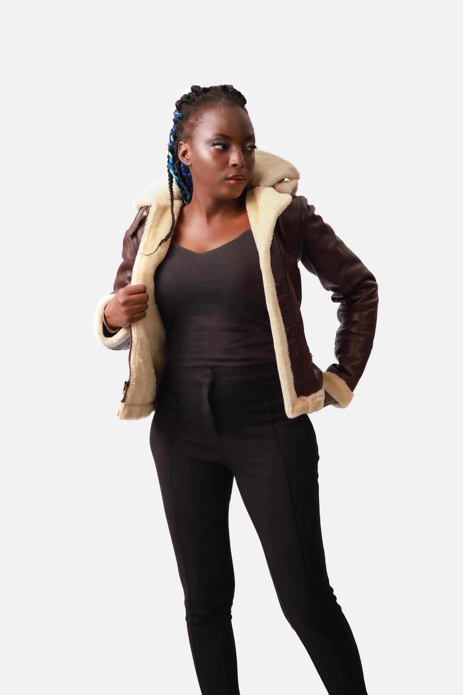 Yapper Dark Brown B3 Bomber Aviator Leather Jacket For Women
