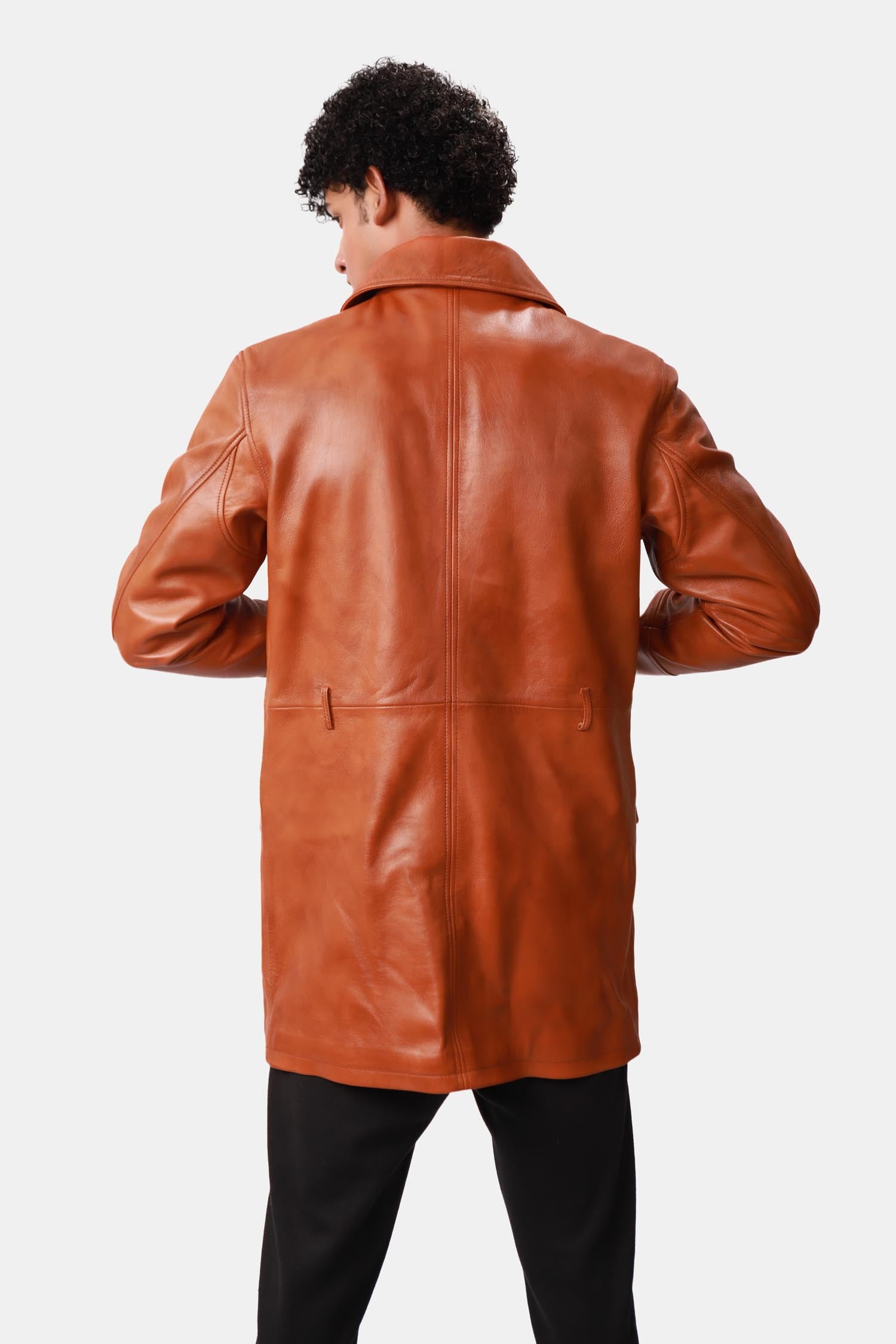 Brown Leather Trench Coat 