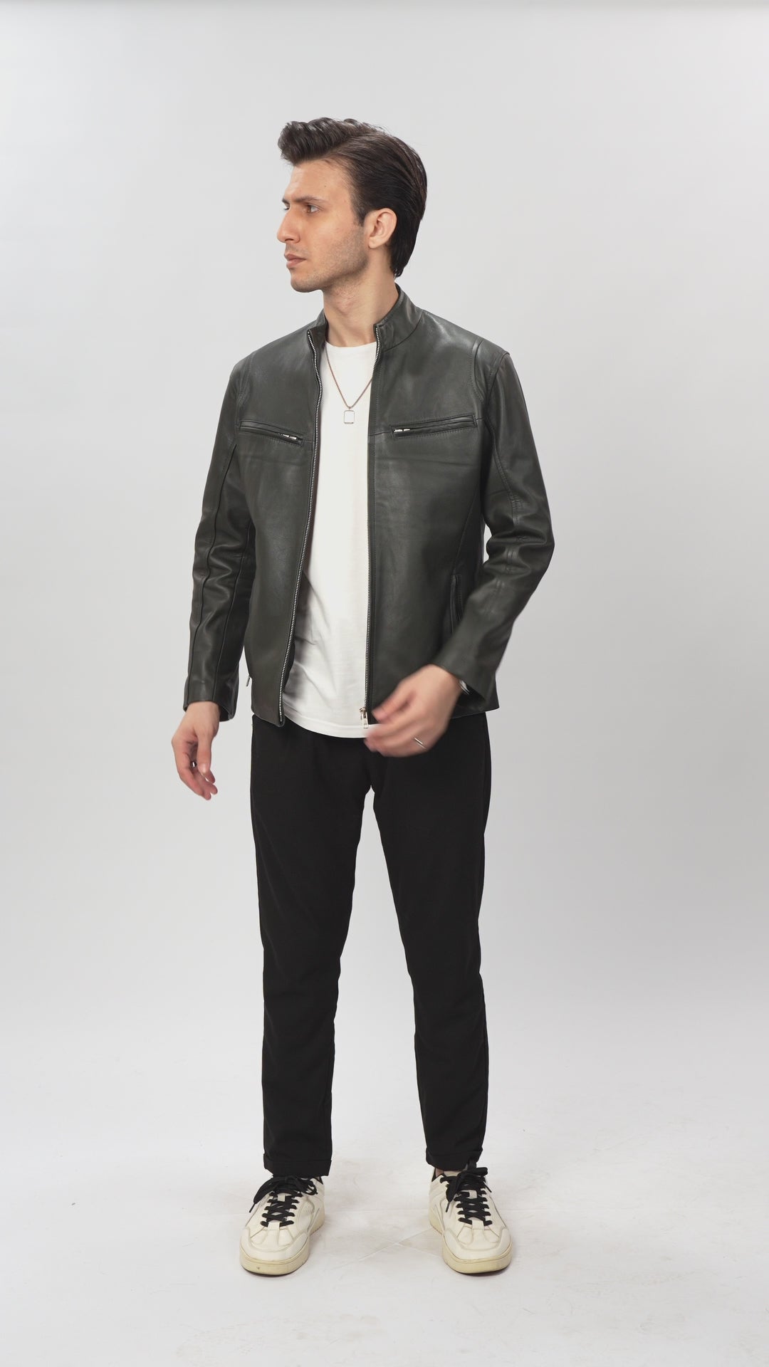 Black Leather Cafe Racer Jacket