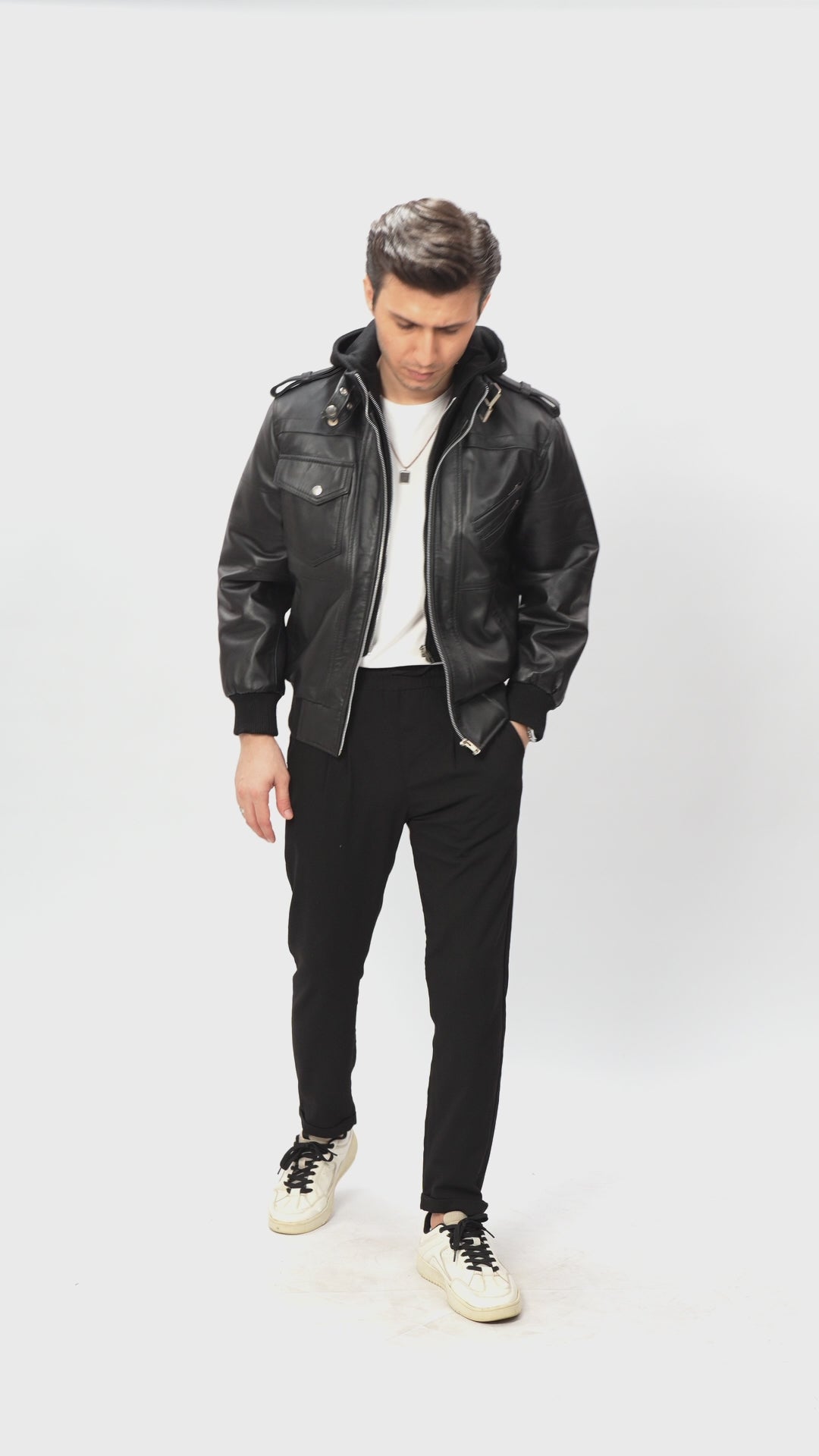 Black Bomber Leather Jacket