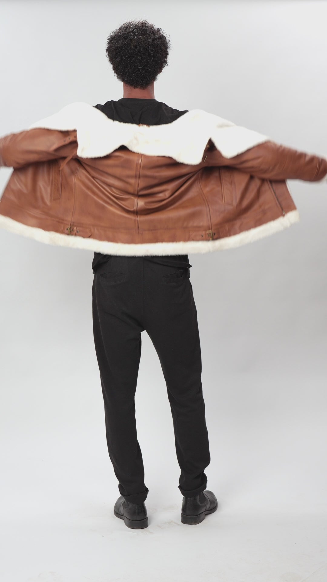 Brown Bomber Shearling Leather Jacket