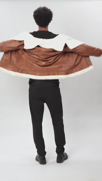 Brown Bomber Shearling Leather Jacket
