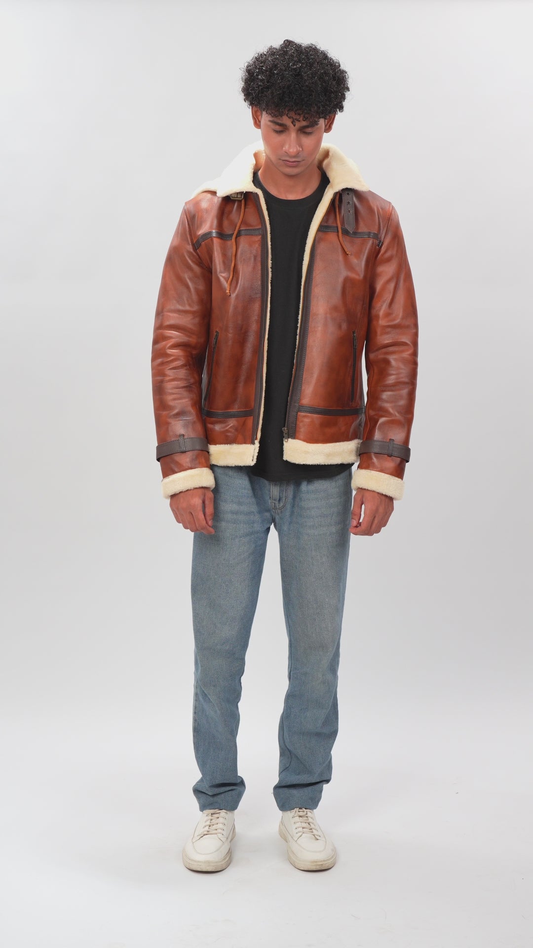 Bomber Leather Jacket For Men