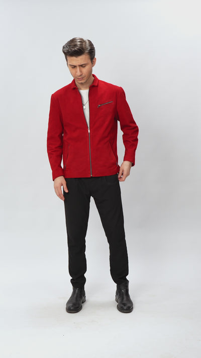 Suede Leather Biker Style Jacket