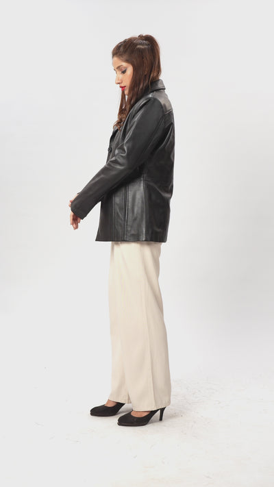 Couture Black Leather Blazer