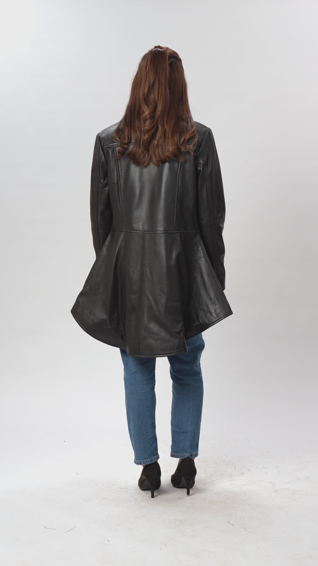 Black Leather Peplum Jacket