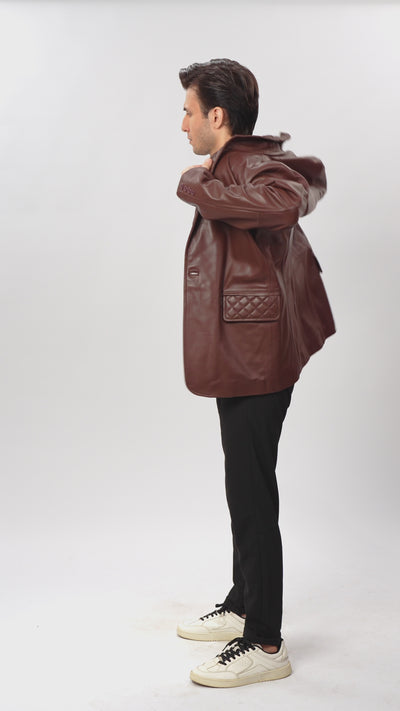 Dark Brown Quilted Leather Blazer