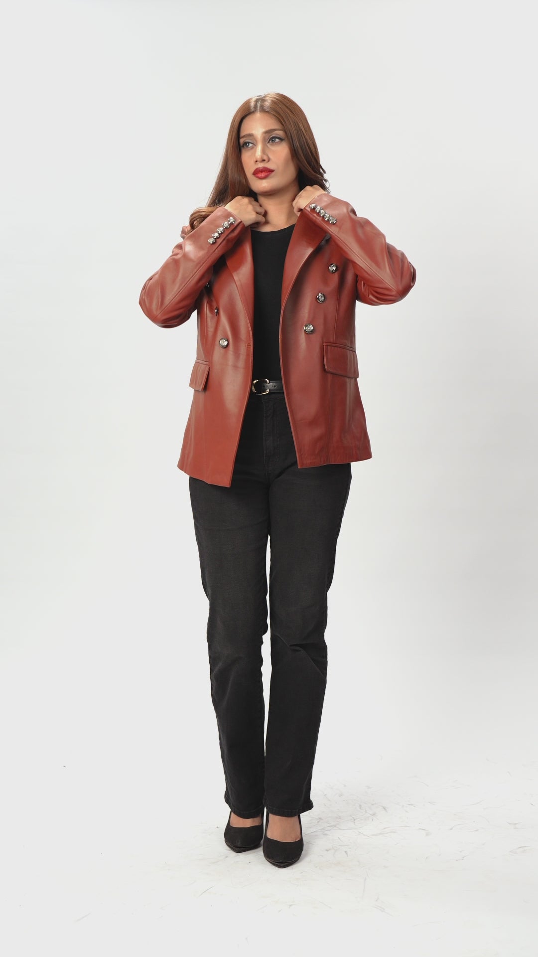 Sienna Brown Leather Blazer