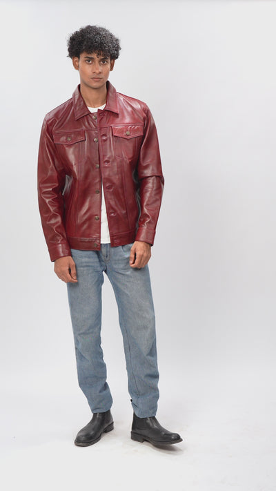 Leather Trucker Jacket For Men