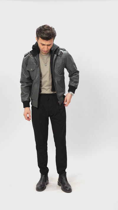 Black Bomber Leather Jacket 