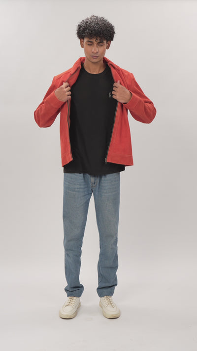 Orange Leather Jacket For Men