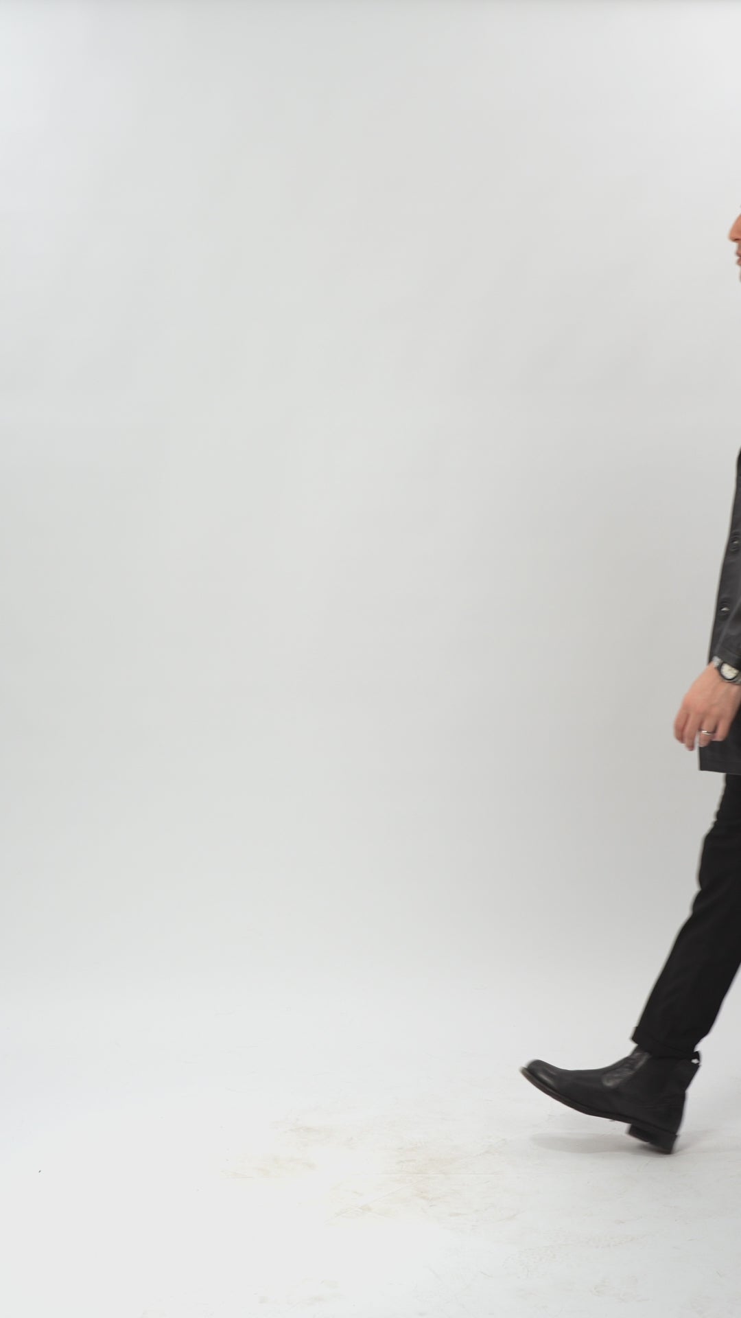 Black Leather PeaCoat