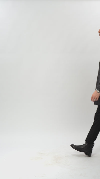 Black Leather PeaCoat