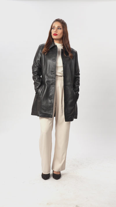 Black Leather Car Coat