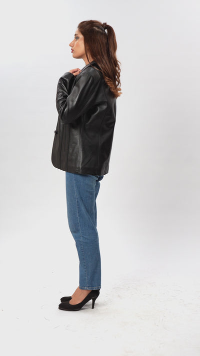 Black Leather Blazer for women