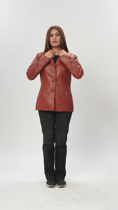 Brown Leather Coat For Women